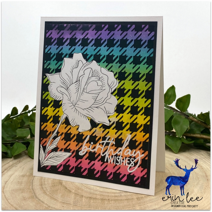 Sketched Floral Houndstooth Card by Ceal
